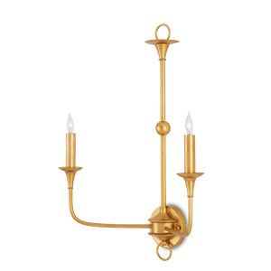 Nottaway Gold Double-Light Wall Sconce - Elegant Wrought Iron Fixture for Traditional Interiors