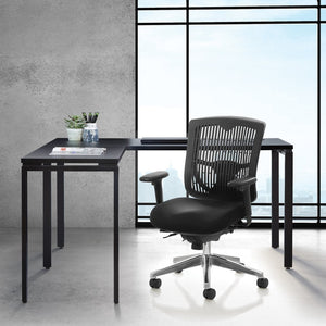 OSP Home Furnishings Contoured Plastic Back Manager Chair with Lumbar Support Foam Seat and Chrome Base 97898CBK-30