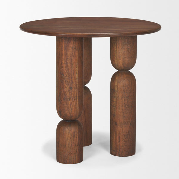 Mercana Sonel Foyer Table - Sculptural Acacia Wood Pedestal with Geometric Elegance for Modern Spaces Medium Dark Brown | Wood 70848-AB
