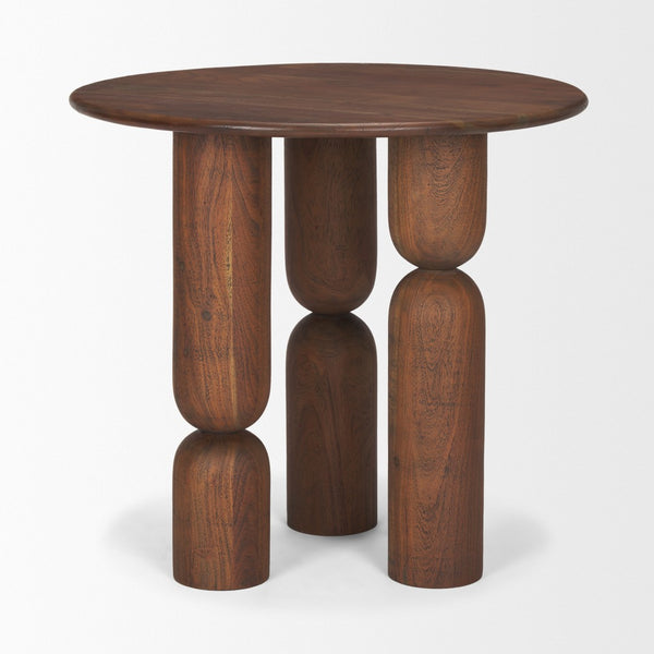Mercana Sonel Foyer Table - Sculptural Acacia Wood Pedestal with Geometric Elegance for Modern Spaces Medium Dark Brown | Wood 70848-AB