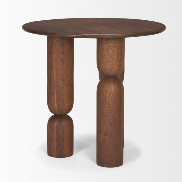 Mercana Sonel Foyer Table - Sculptural Acacia Wood Pedestal with Geometric Elegance for Modern Spaces Medium Dark Brown | Wood 70848-AB