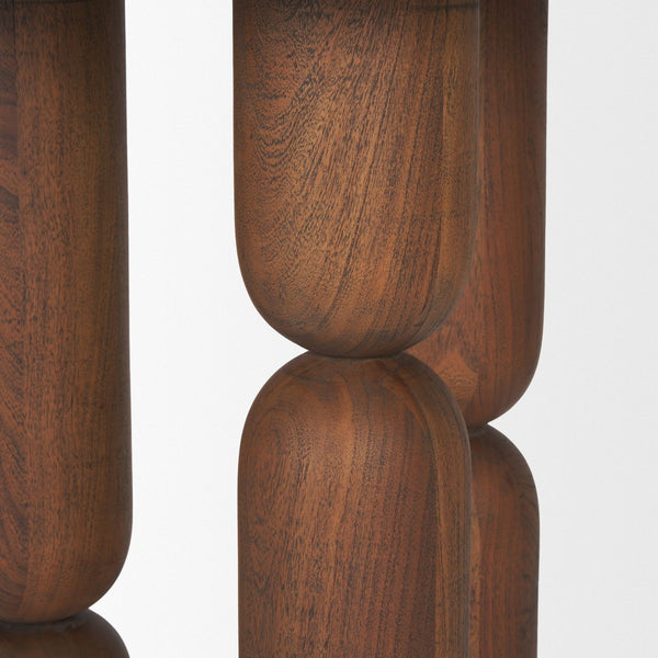 Mercana Sonel Foyer Table - Sculptural Acacia Wood Pedestal with Geometric Elegance for Modern Spaces Medium Dark Brown | Wood 70848-AB