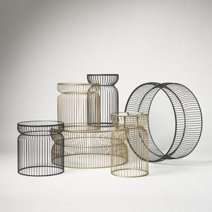 Mercana Shani Modern Round Accent Tables Set of 2 with Stylish Open-Cage Design for Contemporary Spaces 70089