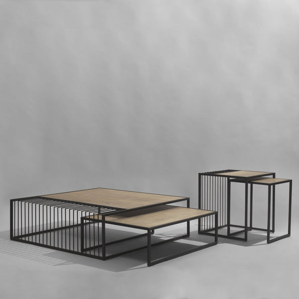 Mercana Miles Modern Industrial Nesting Coffee Table Set - Stylish, Space-Saving Design for Your Living Room 70197