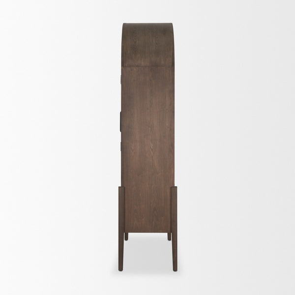 Mercana Teva Arched Curio Cabinet - Elegant Solid Elm Display Case for Collectibles and Heirlooms Showcase 70864