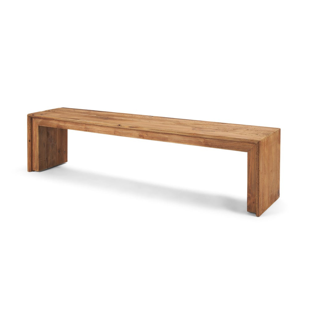 Mercana Tahira Rustic Rectangular Wooden Bench - Sustainable Charm for Entryways, Dining, or Gardens 70896