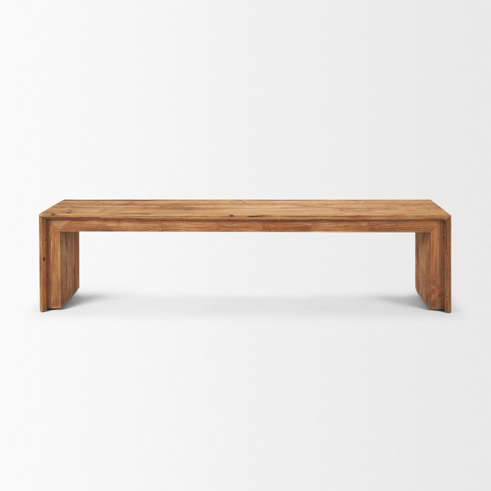 Mercana Tahira Rustic Rectangular Wooden Bench - Sustainable Charm for Entryways, Dining, or Gardens 70896