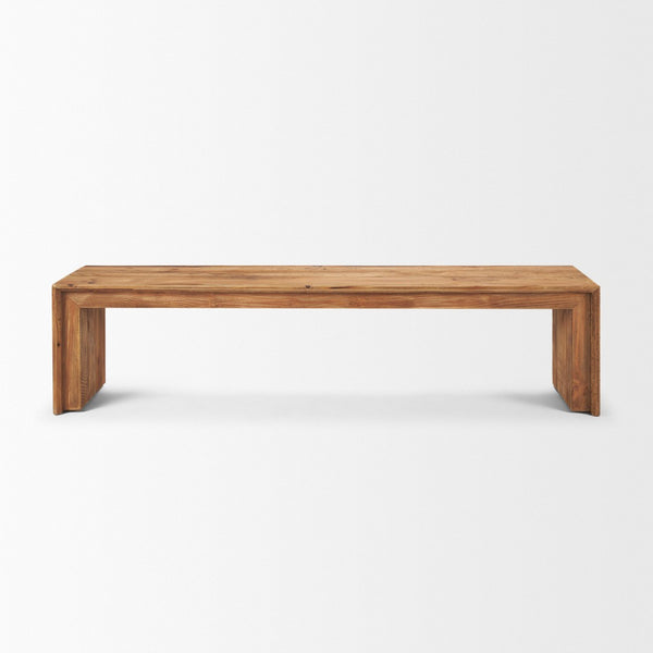 Mercana Tahira Rustic Rectangular Wooden Bench - Sustainable Charm for Entryways, Dining, or Gardens 70896