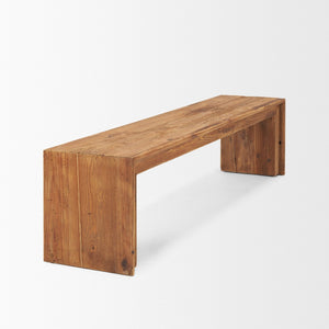 Mercana Tahira Rustic Rectangular Wooden Bench - Sustainable Charm for Entryways, Dining, or Gardens 70896