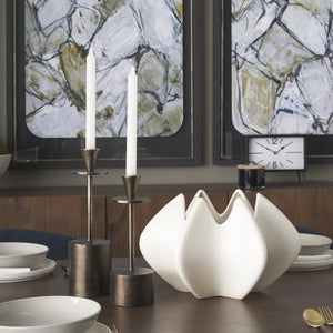 Mercana Petria Elegant Textured Candle Holders in Antiqued Gold for Timeless Tabletop Decor and Charm Antiqued Brass | Metal 70649