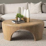 Shima Round Light Brown Wood withArched Legs Coffee Table 70867 Mercana