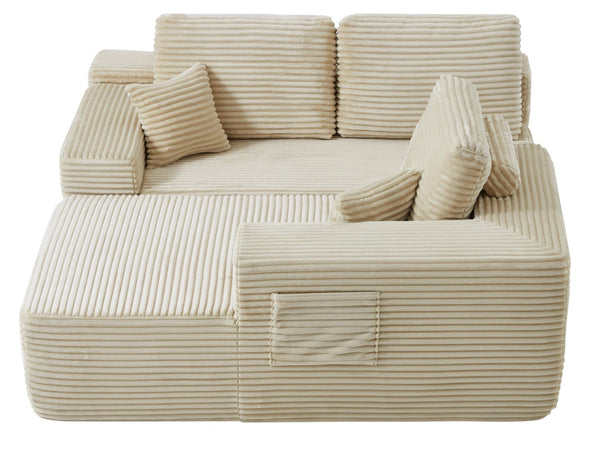 English Elm 104" Cloud Sectional Sofa Plush Corduroy L Shape Chaise No Assembly Living Room W3975S00029