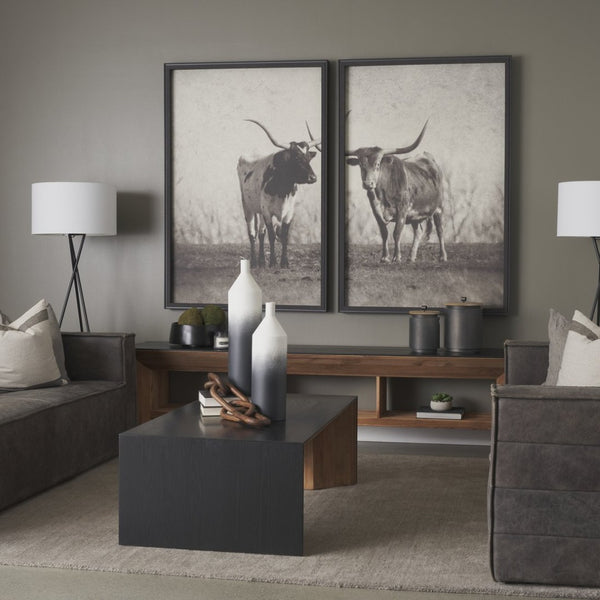 Mercana Townley Modern White-Black Gradient Metal Vase - Sculptural Accent for Stylish Home Decor & Arrangements Ombre Metal | Tall 70954