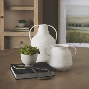 Mercana Treva Rustic Textured Vase with Black Speckles - Perfect for Dried Flowers & Modern Decor Accents White | Metal | Large 70960