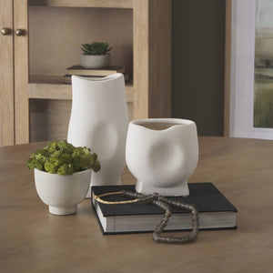 Mercana Darian Sculptural Matte Ceramic Vase – Timeless Accent for Modern Decor and Fresh Flowers Display Textured White | Small 70963