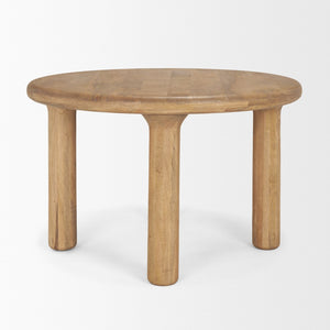 Mercana Soma Round Dining Table in Textured Black Mango Wood – Elegant Focal Point for Modern Spaces 48" Lt Brown Wood Top | Lt Brown Wood Legs 70884-AB