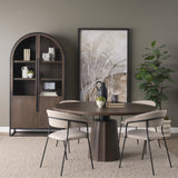 Sloan Dark Brown Wood withBlack Metal Arched Curio Cabinet 70828 Mercana