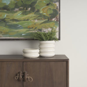 Mercana Twyla Elegant Glazed Ring Pot - Modern Design for Succulents and Floral Arrangements, 7.1" Cream | Ceramic | Tall Table 70980