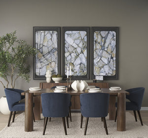 Mercana Niles Wingback Dining Chair - Stylish Comfort with Curved Design and Durable Wooden Legs for Any Space Navy Blue Fabric | Dark Brown Wood 69562