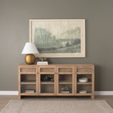 Suri Light Brown Wood with Glass Doors Sideboard 70826 Mercana