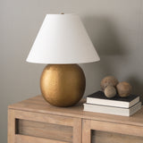 Sadiyah Antiqued Gold Brushed Metal with Cream Shade Table Lamp 70749 Mercana