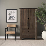 Mercana Wallen Solid Dark Brown Wood Curio Cabinet 71008