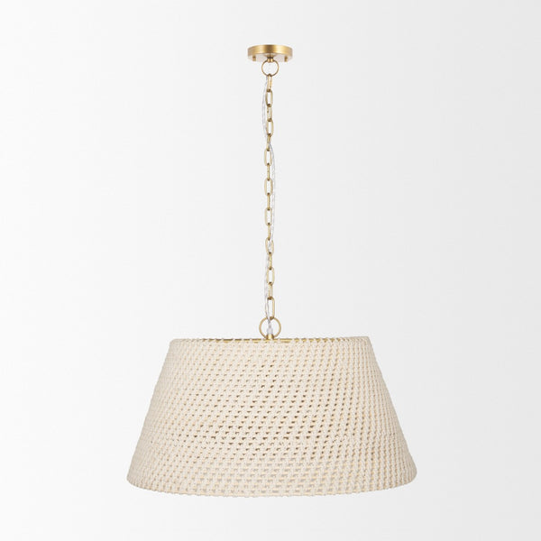 Mercana Tosha Coastal-Inspired 1-Light Pendant with Gold Finish, Adjustable Height for Any Decor Style Cotton Rope | Drum Shade 70917