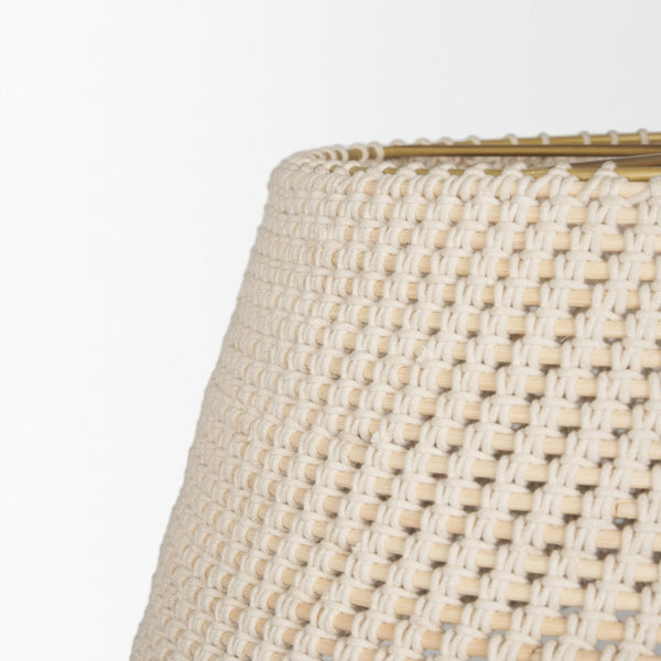 Mercana Tosha Coastal-Inspired 1-Light Pendant with Gold Finish, Adjustable Height for Any Decor Style Cotton Rope | Drum Shade 70917