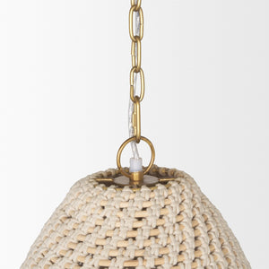 Mercana Tosha Coastal-Inspired 1-Light Pendant with Gold Finish, Adjustable Height for Any Decor Style Cotton Rope | Bell Shade 70918