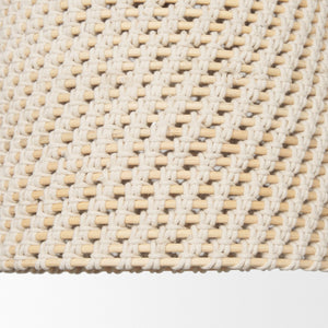 Mercana Tosha Coastal-Inspired 1-Light Pendant with Gold Finish, Adjustable Height for Any Decor Style Cotton Rope | Bell Shade 70918