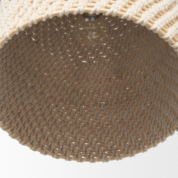 Mercana Tosha Coastal-Inspired 1-Light Pendant with Gold Finish, Adjustable Height for Any Decor Style Cotton Rope | Bell Shade 70918
