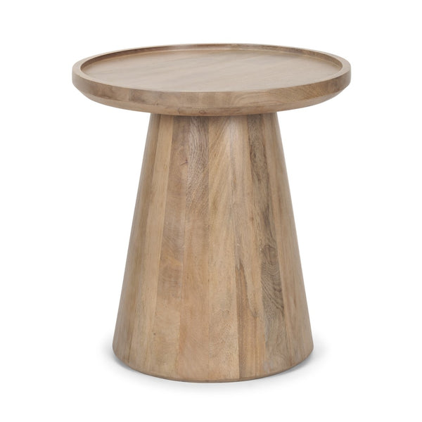 Mercana Takoda Versatile Tapered Drum Accent Table – Rustic Mango Wood Design for Any Room Decor Light Brown Wood 70877