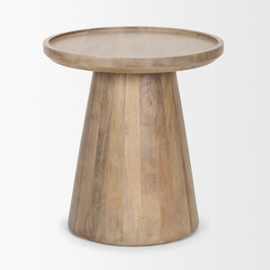 Mercana Takoda Versatile Tapered Drum Accent Table – Rustic Mango Wood Design for Any Room Decor Light Brown Wood 70877