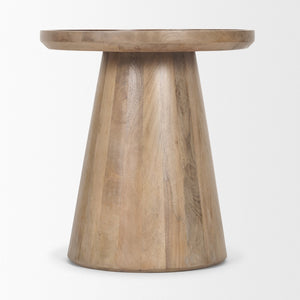 Mercana Takoda Versatile Tapered Drum Accent Table – Rustic Mango Wood Design for Any Room Decor Light Brown Wood 70877