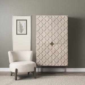 Mercana Excelsior Storage Cabinet: Art Deco Glamour with Solid Mango Wood and Chic Iron Base for Modern Homes 68476