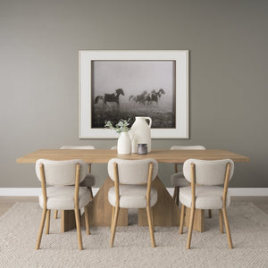 Mercana Tarro Dining Table - Contemporary Light Brown Wood with Geometric Base for Modern Dining Spaces 84" Lt Brown Wood Top | Lt Brown Wood Base 70839