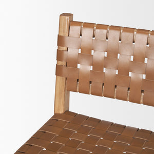 Mercana Shane Rustic Modern Stool with Woven Leather Seat - Stylish Beech Wood Frame for Kitchen or Bar 70798