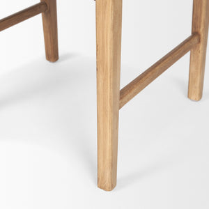 Mercana Shane Solid Wood Armchair with Hand-Woven Leather Accents for Modern Rustic Dining & Accent Use 70799