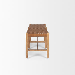 Mercana Shane Hand-Finished Wood & Woven Leather Bench – Timeless Craftsmanship for Any Space 70800