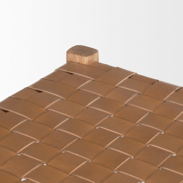 Mercana Shane Hand-Finished Wood & Woven Leather Bench – Timeless Craftsmanship for Any Space 70800