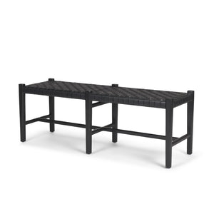 Mercana Shane Sculptural Bench with Hand-Woven Buffalo Leather Seat for Modern Minimalist Spaces 70801