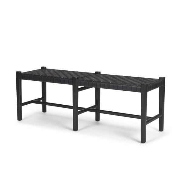 Mercana Shane Sculptural Bench with Hand-Woven Buffalo Leather Seat for Modern Minimalist Spaces 70801