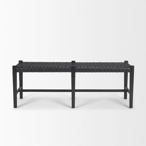 Mercana Shane Sculptural Bench with Hand-Woven Buffalo Leather Seat for Modern Minimalist Spaces 70801