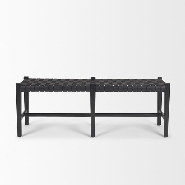 Mercana Shane Sculptural Bench with Hand-Woven Buffalo Leather Seat for Modern Minimalist Spaces 70801