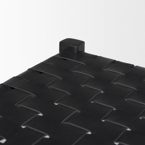 Mercana Shane Sculptural Bench with Hand-Woven Buffalo Leather Seat for Modern Minimalist Spaces 70801