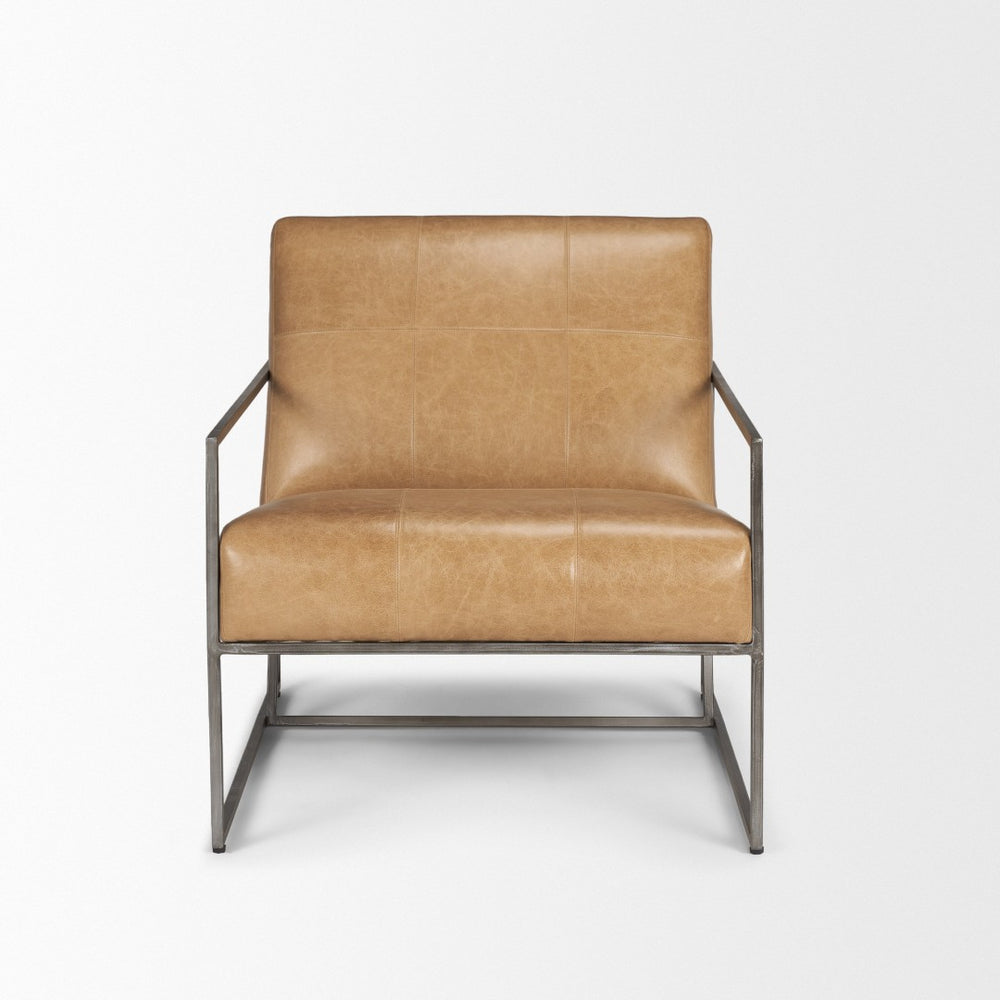 Mercana Stratton Accent Chair - Industrial Elegance with Unique Leather Patchwork for Timeless Comfort 70869