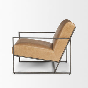 Mercana Stratton Accent Chair - Industrial Elegance with Unique Leather Patchwork for Timeless Comfort 70869