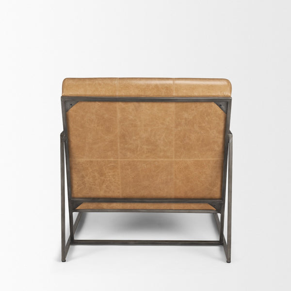 Mercana Stratton Accent Chair - Industrial Elegance with Unique Leather Patchwork for Timeless Comfort 70869