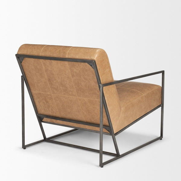 Mercana Stratton Accent Chair - Industrial Elegance with Unique Leather Patchwork for Timeless Comfort 70869