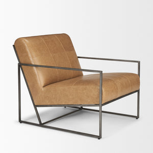 Mercana Stratton Accent Chair - Industrial Elegance with Unique Leather Patchwork for Timeless Comfort 70869